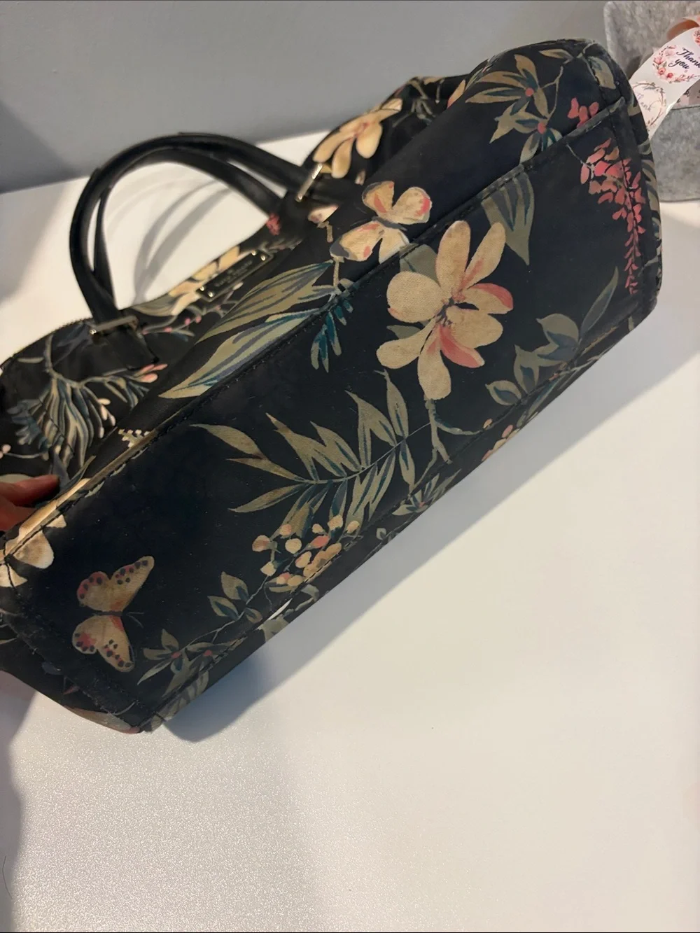 kate spade Wilson botanical satchel black floral print